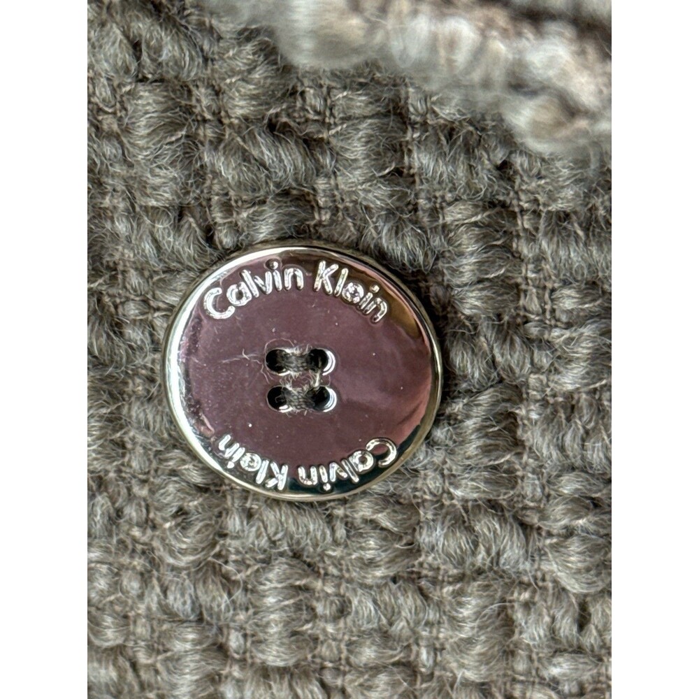 Women’s Calvin Klein Double Breasted Brown Wool Blend Belted Coat Size Small - Picture 12 of 16